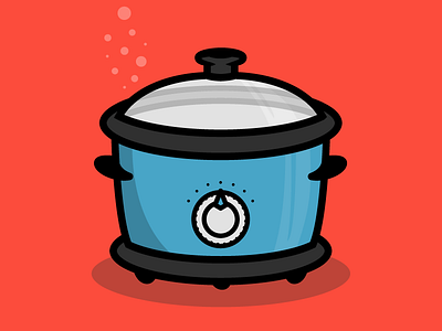 Slow Roastin' 2d cooking crockpot icon illustration vector