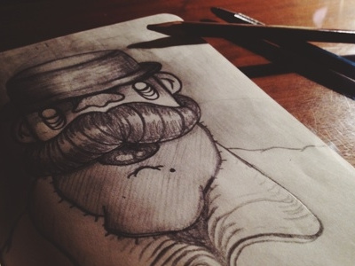 The Man in the Hat cartoon drawing drawmore hat illustration man mustache pencil portrait sketch