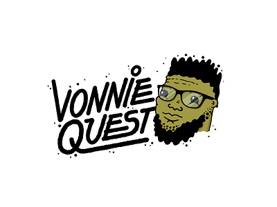 Vonnie Quest Logo beard glasses illustration logo portrait typography