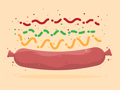 Hat Dag! catsup food fun hot dog illustration ketchup lunch time mustard relish sausage vector weiner