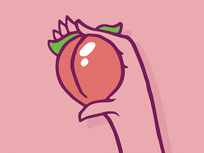 Holding The Peach 2d cartoon emoji fruit hand handdrawn illustration peach