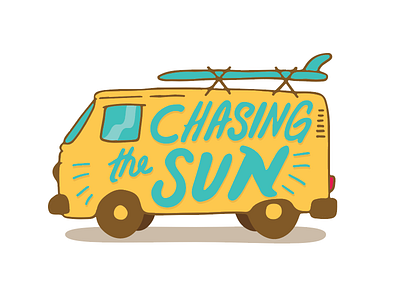 This Van Went the Wrong Direction beach hand drawn hand lettering lettering sun surfboard type typography van vehicle vw vw van