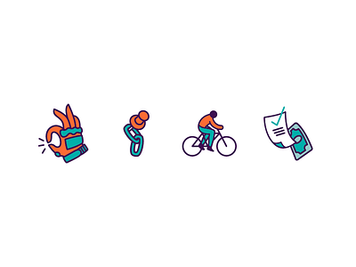 Bike Project Icons bicycle bike cash chain glove icon invoice link money okay pin