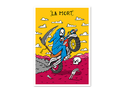 La Mort Tarot Card card clouds death motorcycle reaper scythe skull tarot