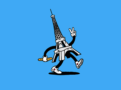 Eiffel Tower Struttin' baguette bastille cartoon character cute france french paris tower