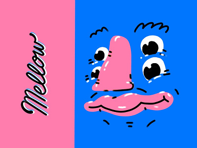 mellow face 2d character design colorful face illustration lettering portrait shapes typography