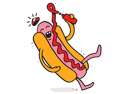 Hot Dog Homie character dog food hotdog ketchup sausage