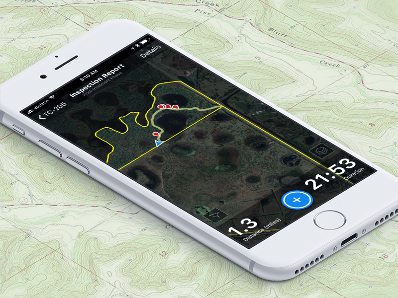 Land Inspection App ux ui trail outdoor map app iphone ios