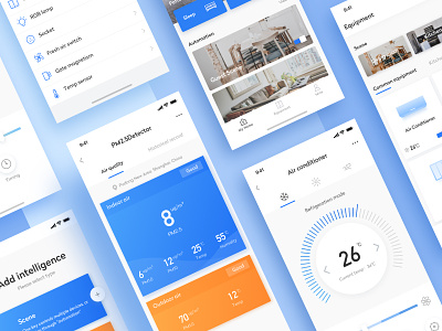 Smart Home-2 air conditioner app card color icons pm2.5 smart home ui ux weather forecast
