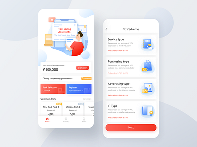 Tax-Saving Assistants app card icons illustration ui ux