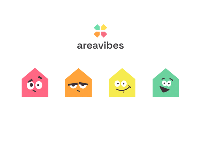 AreaVibes relocation branding animation cartoon characters graphic design houses illustration relocation vector