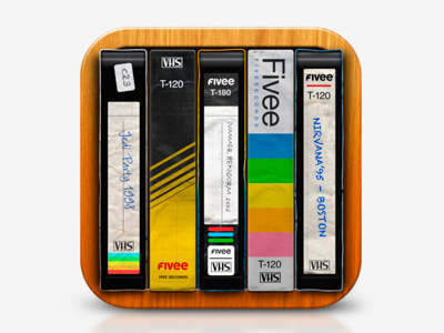 Fivee icon app ver. 02 app camera icon tape vhs wood