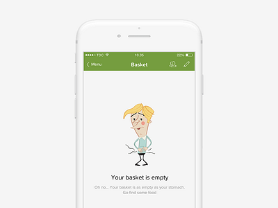 Food ordering app basket cart commerce empty state ios mobile native app shopping shopping basket shopping cart