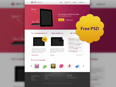 Free Web Design app design free freebie ipad landing landing page page psd web webdesign webpage website