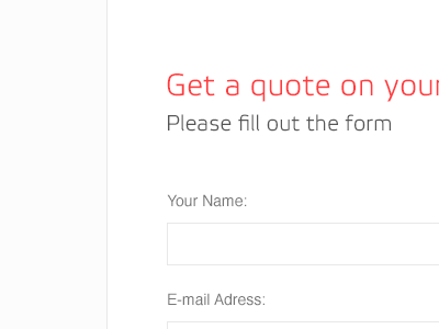 Form design form input fields quote web design wip