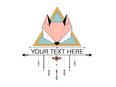 Badge with fox in modern boho style badge boho ethnic geometric hippie illustration tribal