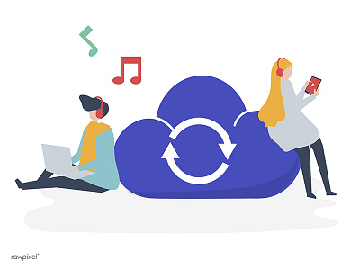 Cloud Music app cinema cloud entertainment game illustration live movie. music play video