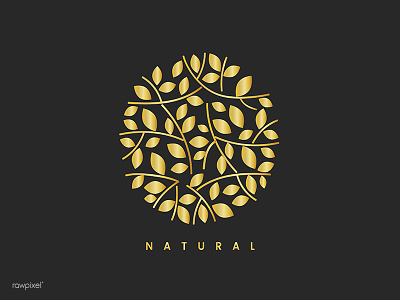 Natural design floral gold icon leaf logo nature vector