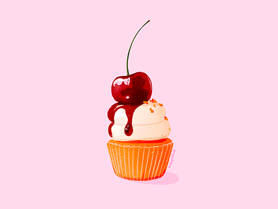 Cupcake with a cherry on top! design dessert illustration ipadpro procreate red