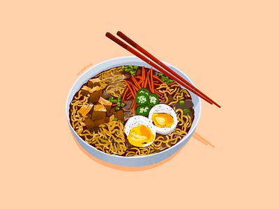Ramen Bowl chopsticks design egg food illustration illustration ipadpro procreate ramen shadow