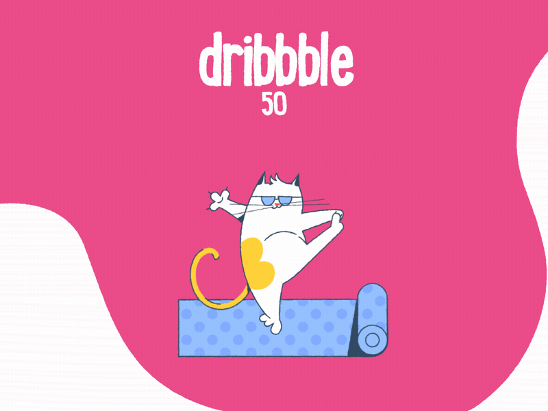 Dribbble cat 2d after effects animal animation cartoon cat character dribbble gif letter animation motion pink pose sport texture vector yoga