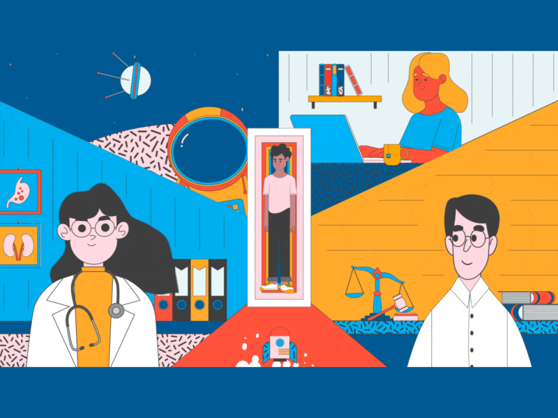 Dream Professions book boy character coffee collaboration collage color cute doctor future gif girl illustration minimal motion design orange scales space spaceship texture