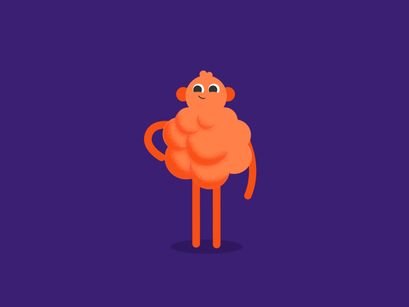 Monster Idle animation 2d after effect animation app art body bubble character cute face gif idle illustration loop motion orange purple texture vector waiting