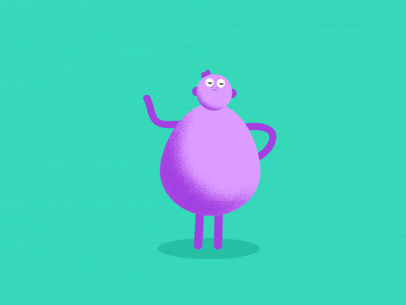 Waving Monster :D 2d after effects animation app art bend character design eye gif green hello illustration loop monster motion purple texture vector waving
