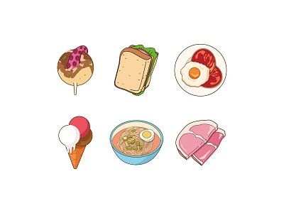 Foods 01 color food icon illustration yumi