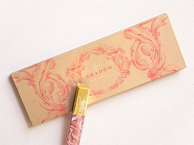 Makeup Illustrated Packaging cosmetics eyeshadow feminine floral gold packaging pink pretty rococo
