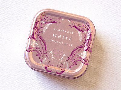 Raspberry White Chocolate chocolate fancy feminine floral flower flowers illustration metallic ornate packaging rose gold vintage inspired