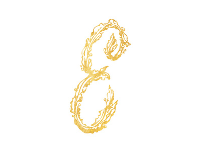 Letter E cursive drawing drop cap fancy script flourishes flowers gold hand-lettering handlettered lettering logo monogram