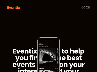 Eventix - Event management and ticketing website cool dark design ios minimal mobile ui uidesign ux web webdesign