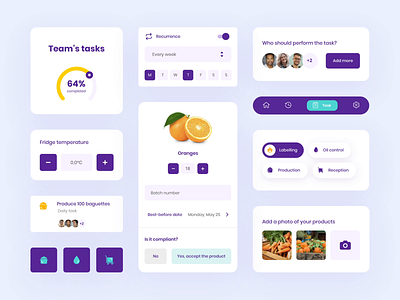 UI elements restaurant management app app colorful design elements purple ui