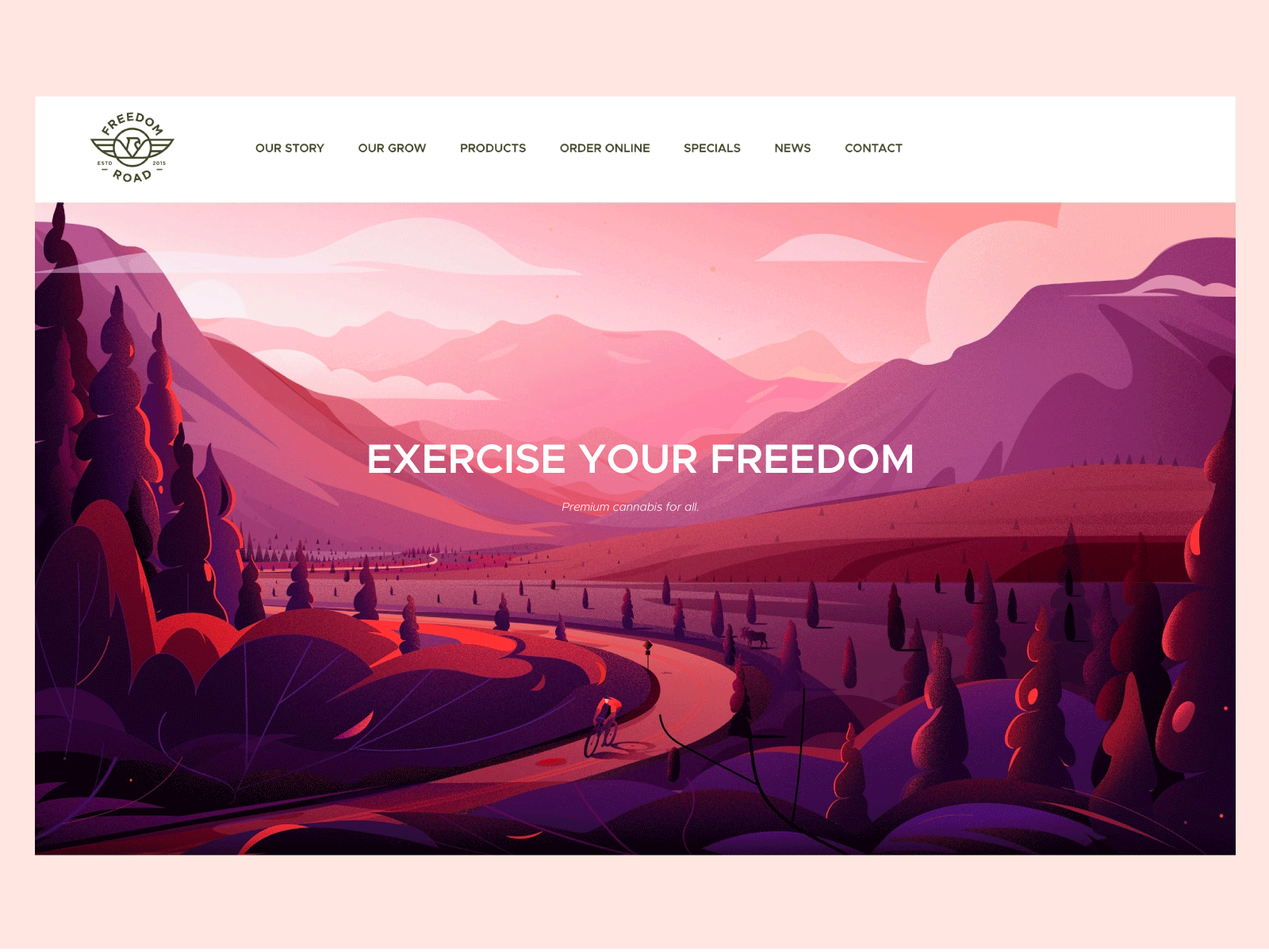 Exercise Your Freedom cannabis eagle hill illustration landscape landscape illustration light mountain nature nature illustration road travel tree trip vector webillustration