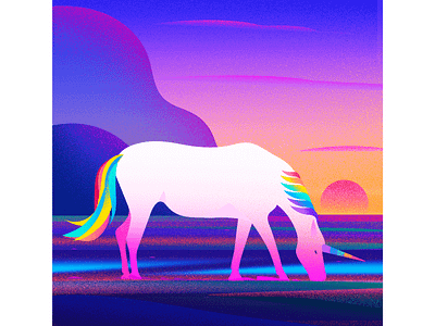 Unicorn colour evening horse illustration illustrations landscape landscape illustrations light nature tree unicorn