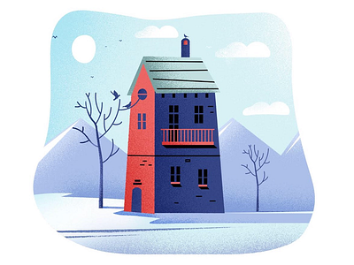 House🏠🌳. house illustration tree winter