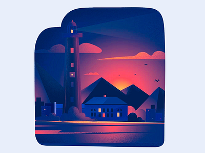 Lighthouse. evening illustration illustrations light lighthouse sun sunset