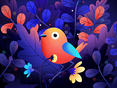 Little Bird bird fireart studio illustration
