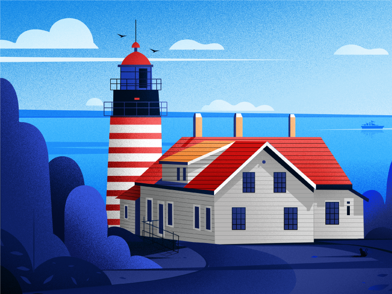 West Quoddy Head Lighthouse. art design illustration illustrations landscape light lighthouse nature winter