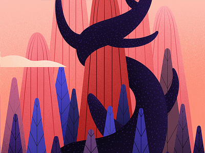 Humpback art hill humpback illustration illustrations landscape light tree