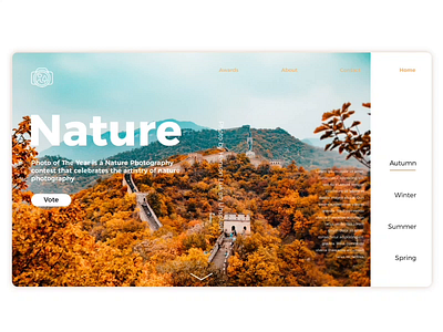 Nature photography contest animation clean contemporary contest interaction landing motion nature photograhy simble typography ui