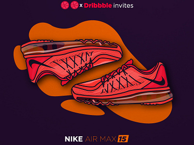 Dribbble invites- nike air max 15 air max debut design illustrator invitation invite minmal nike shoes ui vector