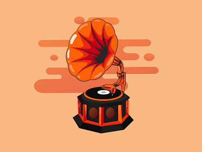 Gramophone - Illustration grampohone illustration illustrator music sound ui ux vector