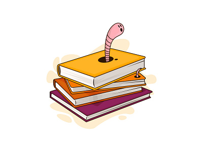 BookWorm book creative design flat illustration illustrator minimal vector worm