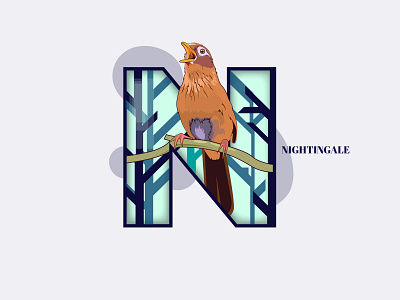 Nightingale 36 days of type alphabet alphabet logo animal bird creative design designer illustration illustrator logo nightingale vector