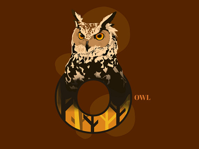 Owl 36 days of type 36daysoftype creative design designer flat illustration illustrator lettering art minimal o vector