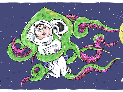 Space squid austronaut ipad ipadart procreateapp space squid