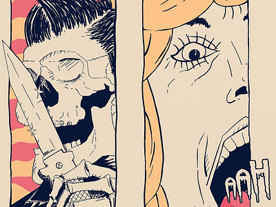 Dawn of the rockabilly death drawingart horror horror art illustration knife scream skull skull art