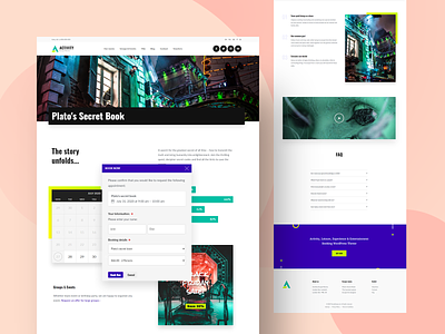Escape Rooms Booking WordPress Theme 2020 trend activity booking system cobalt colorful creative design elementor entertainment escape room events games neon ticket booking tickets ux webdesign website concept website design wordpress theme wordpress themes